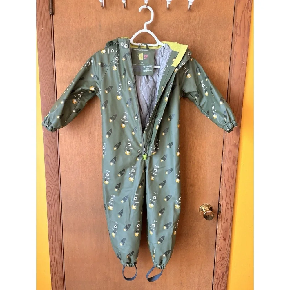 Katnakken Rain Suit Kids 4T Green Quilted Waterproof Snowsuit Hagl 104cm